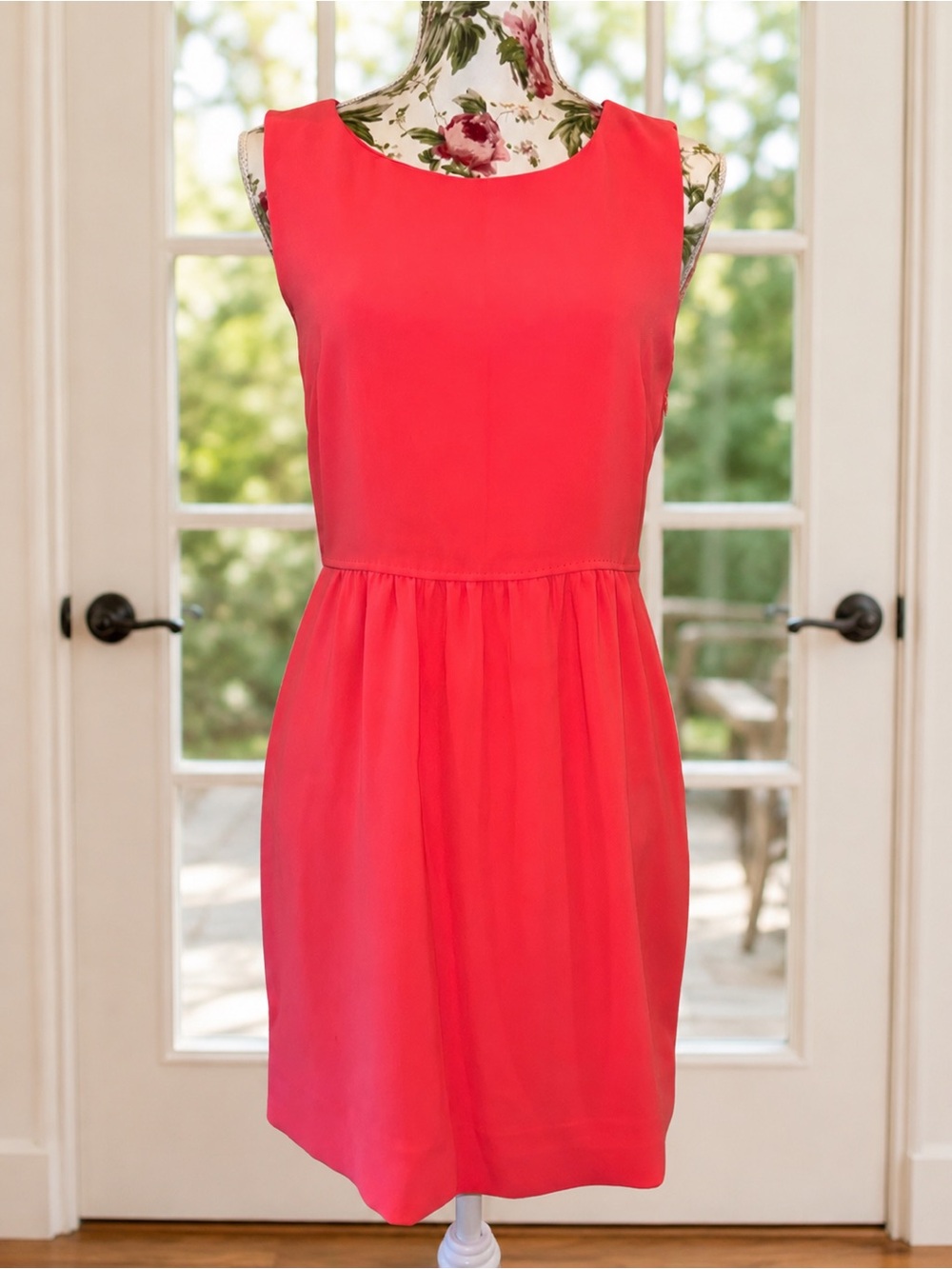J.Crew Coral Pink Sleeveless Fit & Flare Dress Size 6 Hidden Zip Lined